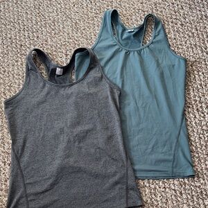 Women's Gray and Blue Racerback Tank Tops